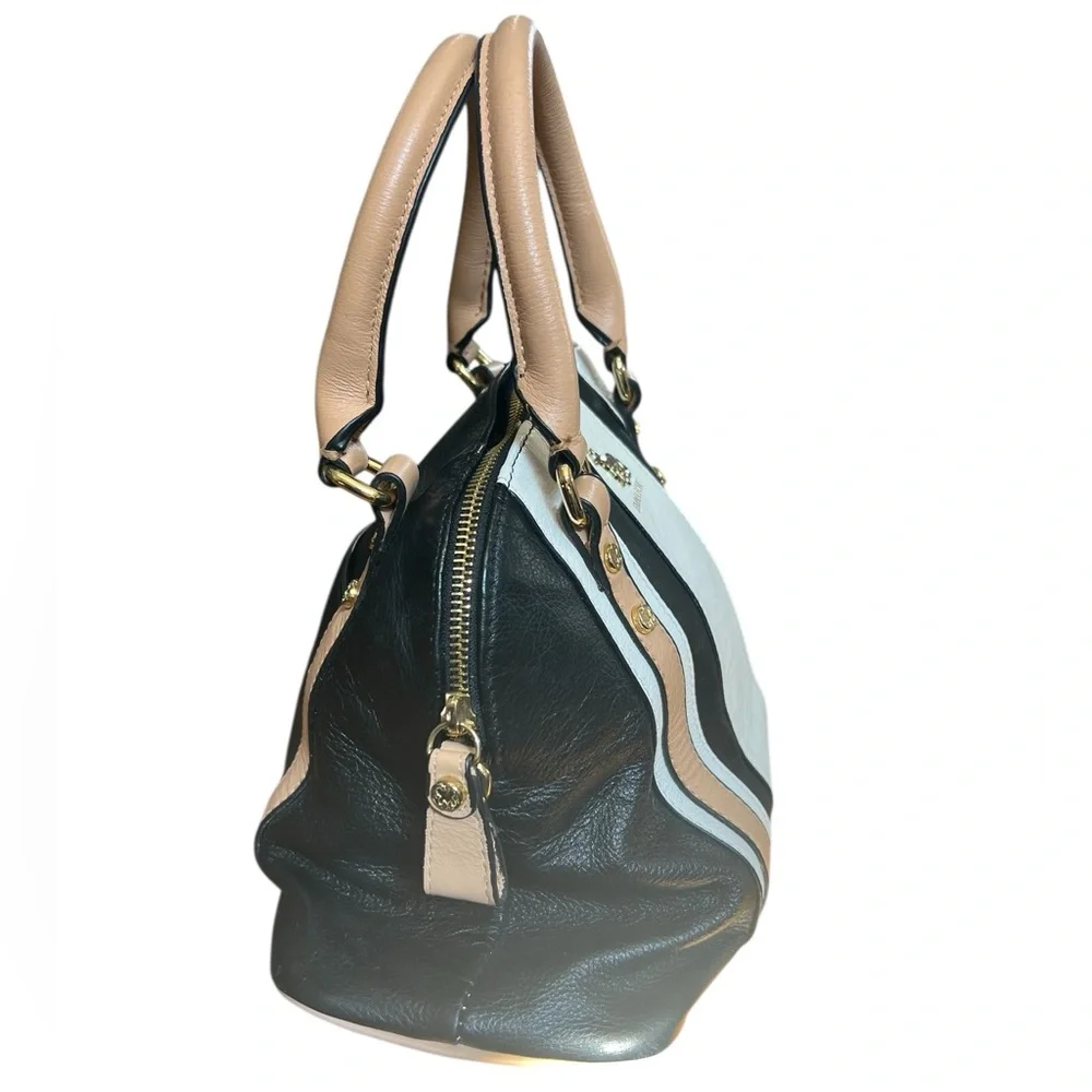 Emma Fox Two-Tone Black and White satchel bag with zipper medium size no strap - Picture 3 of 6